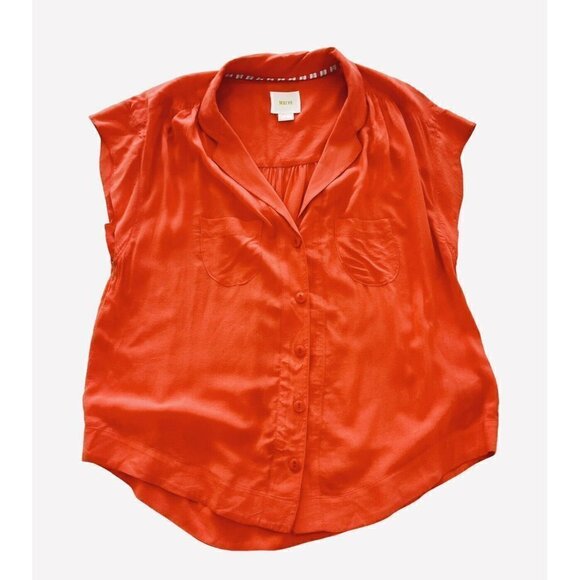 Maeve For Anthropologie Woman's Sz S Orange Tangerine Raffine Popover Blouse - Picture 8 of 8